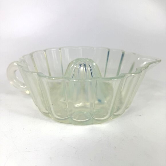 Fry Glass Opalescent Clear Citrus Reamer Ruffled Edge Juice Extractor Handle Spo - Picture 3 of 5
